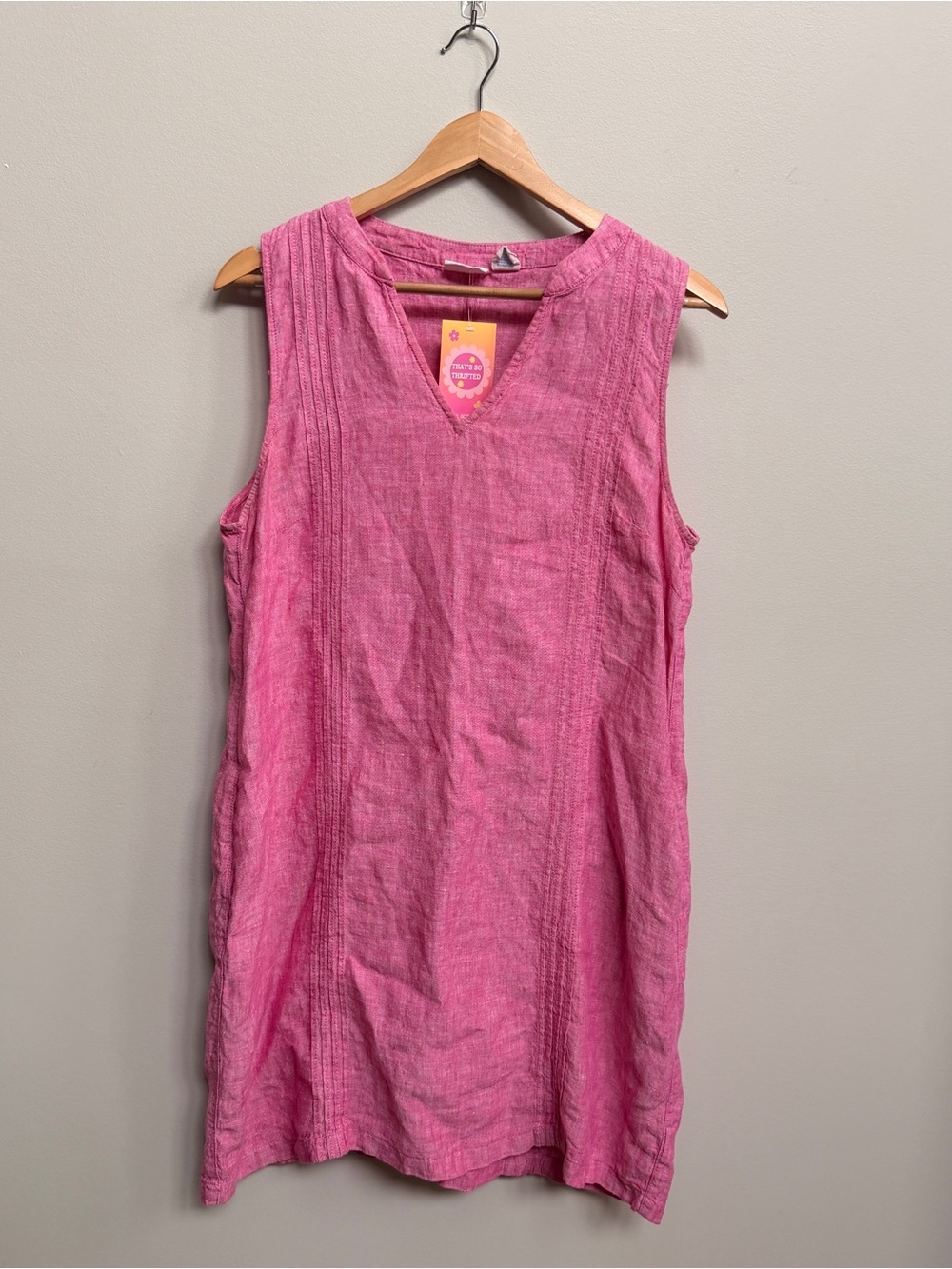 Sleeveless V-Neck Pink Linen Tunic dress size large